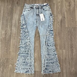 NWT Rise Supply Co. Citi Flare jeans distressed flare leg sz 13